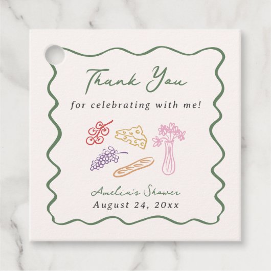 Ze is van de markt gedurfd en grillige hand getrok bedankjes labels (Voorkant)