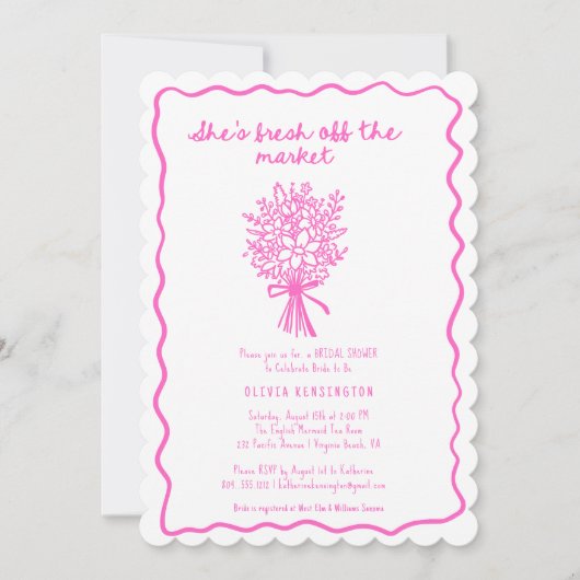 Ze is van de markt handgetekende Vrijgezellenfeest Kaart (Voorkant)