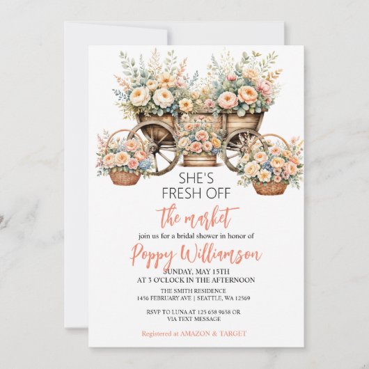 Ze is van de markt Shop Bruids Douche uitnodiging (Voorkant)