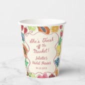 Ze is vers van de markt Fruit Bruiloftsfeest Papieren Bekers (Voorkant)