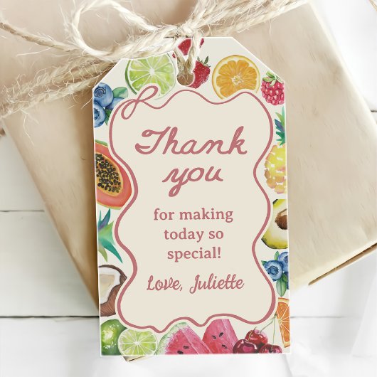 Ze is vers van de markt Fruit Bruiloftsshower Cadeaulabel