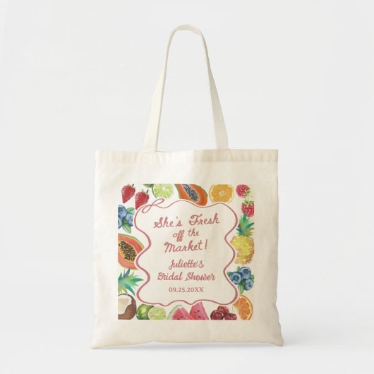 Ze is vers van de markt Fruits Bruidsfeest Tote Bag (Voorkant)