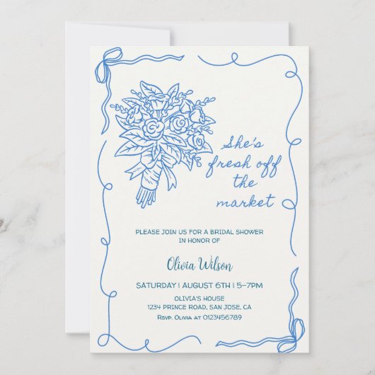 Ze is vers van de markt Vrijgezellenfeest- Bloemen Kaart (Voorkant)