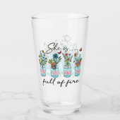 Ze is vol vuur - Levendige Bloemenbekrachtiging Glas (Achterkant)