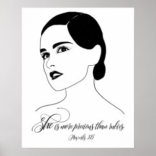 Ze is waardevoller, werkwoorden 3:15, Bijbelcitaat Poster
