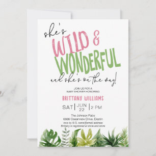 Ze is Wild en Wonderful Girl Baby shower Kaart