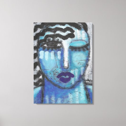 Ze is zo koud Abstract acrylportret op OSB Canvas Afdruk (Voorkant)