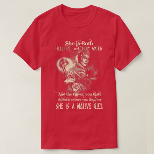 Ze is zowel Hellfire als Heilig Water T-shirt (Design voorkant)