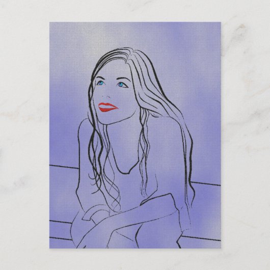 Ze kijkt naar de Sky 2 - Briefkaart (Voorkant)