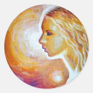 Ze kijkt naar de sterren ronde sticker