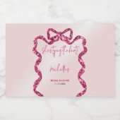 Ze knoopt de chique glitter roze strik sparkling wijnetiket (Enkel label)