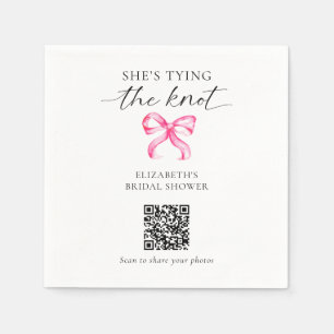 Ze Knoopt de Knoop Bruidsfeest QR Foto Delen Servet