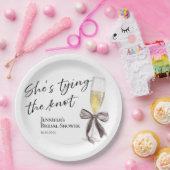 Ze knoopt de knoop door | Black Bow-Vrijgezellenfe Papieren Bordje (Feest)