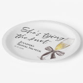 Ze knoopt de knoop door | Black Bow-Vrijgezellenfe Papieren Bordje (Gekanteld)