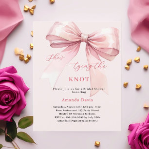 Ze knoopt de knoop nu Bridal Shower uitnodiging
