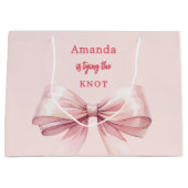 Ze knoopt de knoop Roze Bruidsdouche Groot Cadeauzakje (Voorkant)