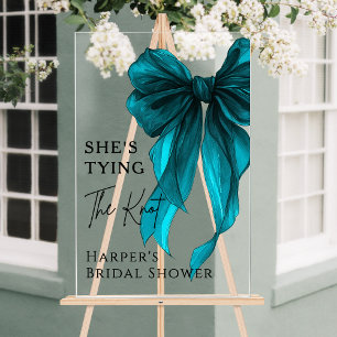Ze Knoopt De Knoop Turquoise Boog Welkom Bord