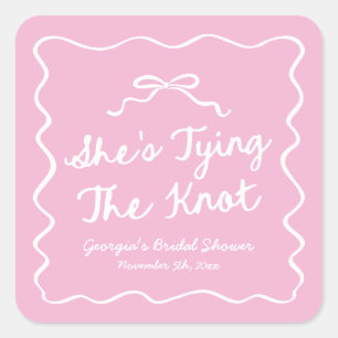 Ze Knoopt De Knoop Whimsical Boog Bruidsjurk Showe Vierkante Sticker