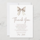 Ze Knoopt De Knoop Witte Strik Bruidsdouche Bedankkaart (Voorkant)