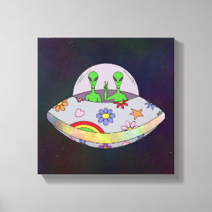 Ze komen in de Vrede UFO Canvas Afdruk