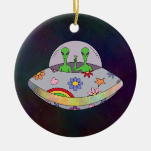 Ze komen in de Vrede UFO Keramisch Ornament