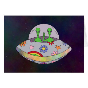 Ze komen in het Peace UFO-Wenskaart