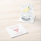 Ze Krijgt de Knoop Aangetrokken Zacht Roze Coquett Vierkante Kartonnen Onderzetter (Insitu)