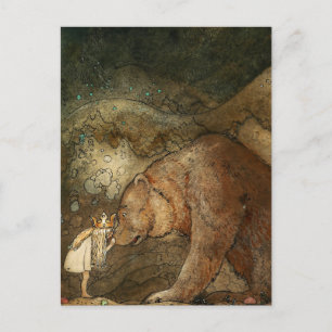 “Ze kuste de beer” door John Bauer Briefkaart