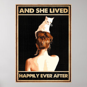 Ze leefde gelukkig altijd na de kat-verticale poster