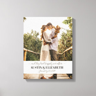 Ze leefden nog lang gelukkig na huwelijksgebaren canvas afdruk