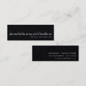 Ze leest boeken | Moderne zwarte mini Bladwijzer K Mini Visitekaartje (Voorkant / Achterkant)