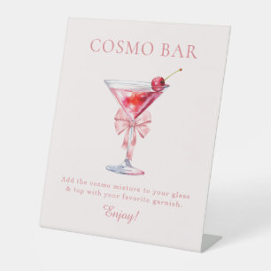 Ze maakt de knoop roze Coquette Cosmo Bar Reclamebord Met Voetstuk