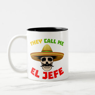 Ze noemen me El Jefe Funny Skeleton Mexican voor d Tweekleurige Koffiemok