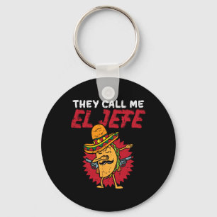 Ze noemen me El Jefe Taco Grappige baas Cinco de M Sleutelhanger