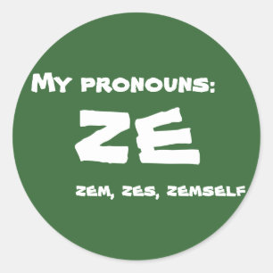 Ze of Custom Pronoun Ronde Sticker