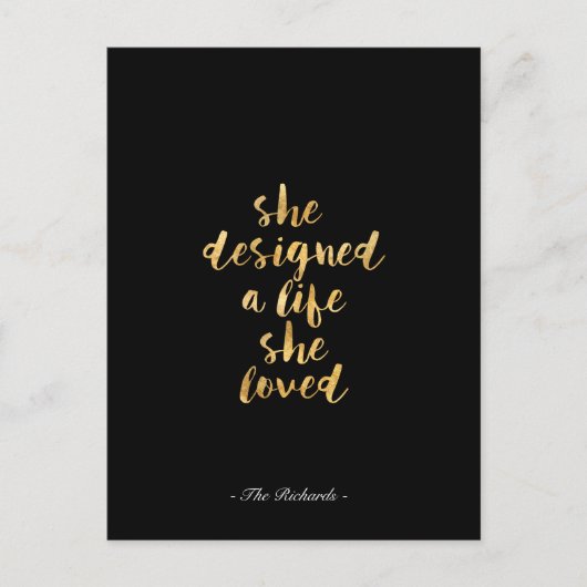 Ze ontwierp een leven dat ze graag had met faux go briefkaart (Voorkant)