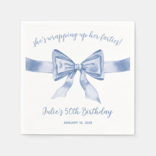 Ze pakt haar veertig in! Blue Bow Verjaardag Servet