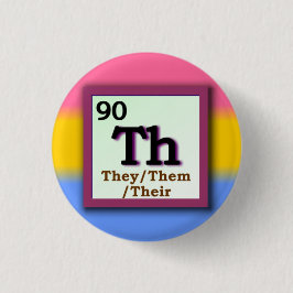 Ze - Periodic Table personal gender pronoun, Pan Ronde Button 3,2 Cm