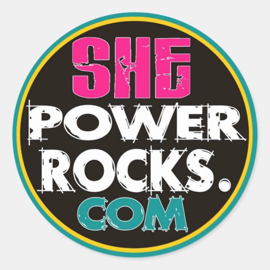 Ze Power Rocks logo sticker (rond) (Voorkant)