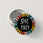 ZE Pronouns Rainbow Handgeschreven Pride Ronde Button 3,2 Cm (Voorkant /achterkant)