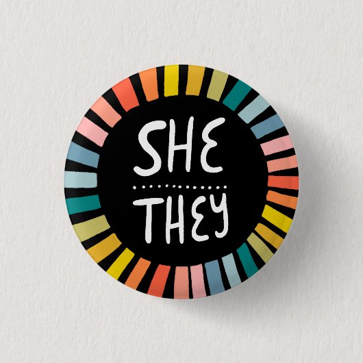 ZE Pronouns Rainbow Handgeschreven Pride Ronde Button 3,2 Cm (Voorkant)