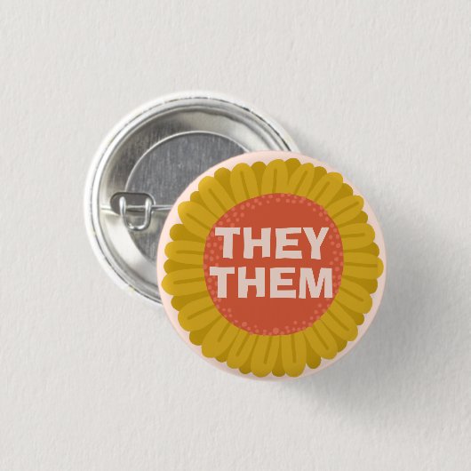 ZE Pronouns Sunflower Daisy Pride Ronde Button 3,2 Cm (Voorkant /achterkant)