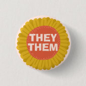 ZE Pronouns Sunflower Daisy Pride Ronde Button 3,2 Cm (Voorkant)
