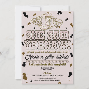 Ze riep Yeehaw Roze Country Cow Bruiloftsborrel Kaart