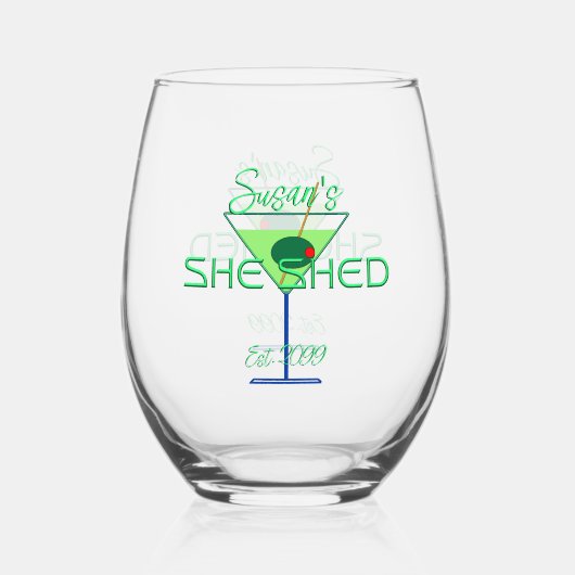 Ze Shed Fun Martini Drinkware Wijnglas Zonder Voet (Voorkant)