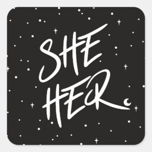 Ze speelt haar voornaamwoorden vierkante sticker