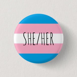 ze spreekt trans-pride vlag uit ronde button 3,2 cm