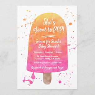 Ze staat op het punt Baby shower Popsicle Invitati Kaart