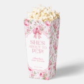 Ze staat op het punt om Pink Bow Baby shower Popco Bedankdoosjes (Popped)