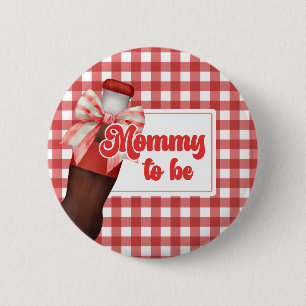 Ze staat op het punt te bevallen Baby Shower Moede Ronde Button 5,7 Cm